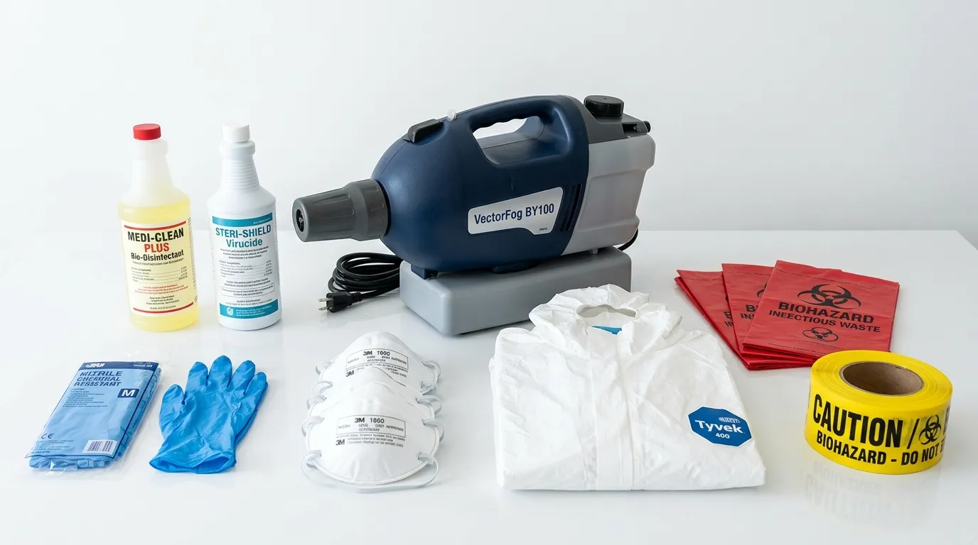 Professional biohazard remediation crew working in Abington