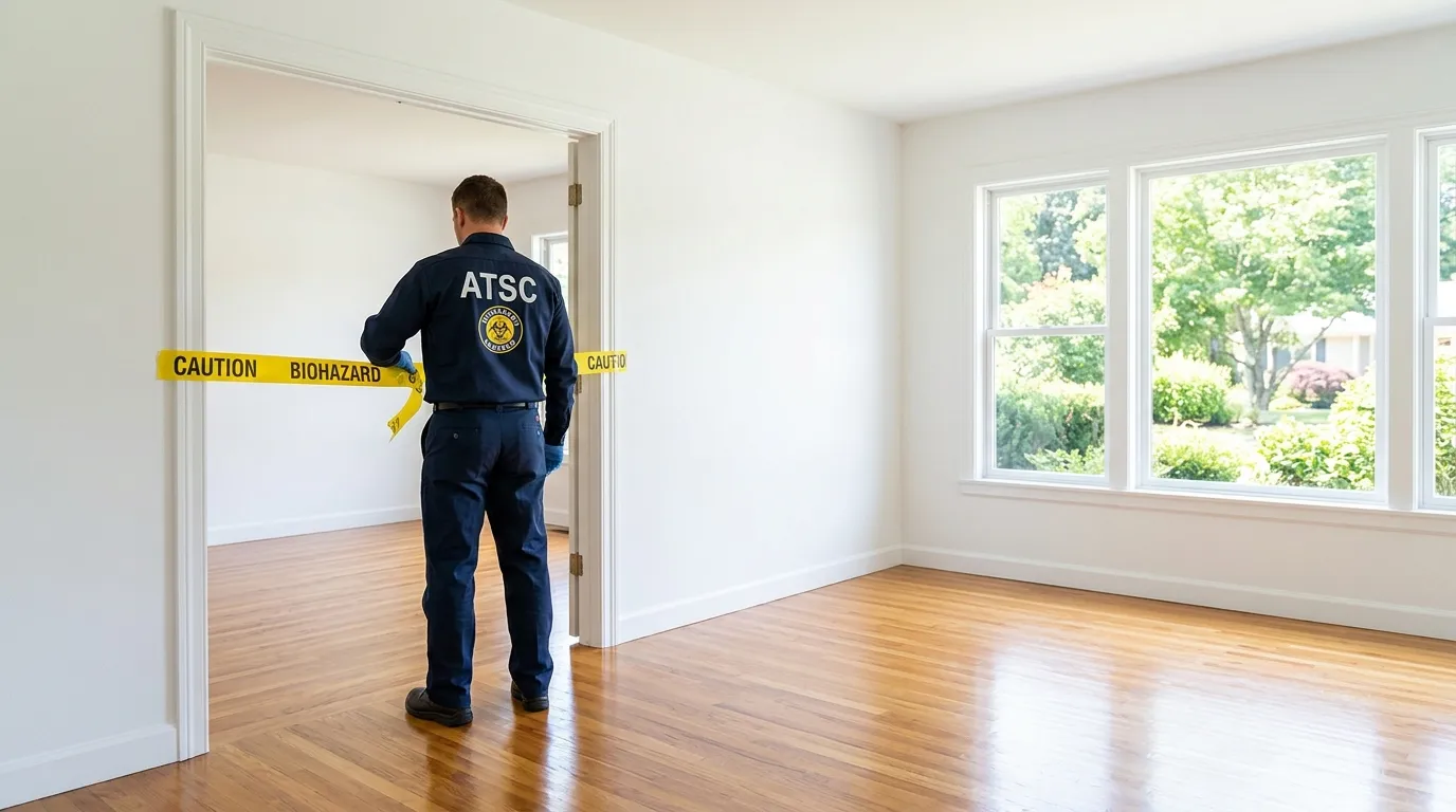 Certified biohazard cleanup crew performing Decomposition Cleanup in Abington